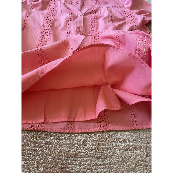 Time and Tru Coral Eyelet Long Sleeve Blouse Women’s Size M - Picture 6 of 9